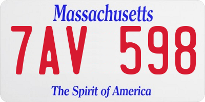 MA license plate 7AV598