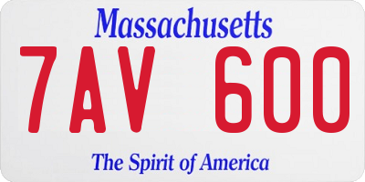 MA license plate 7AV600
