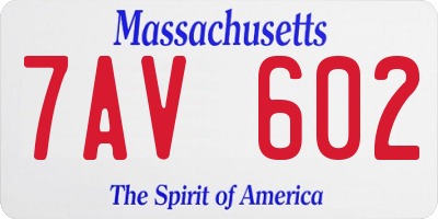 MA license plate 7AV602