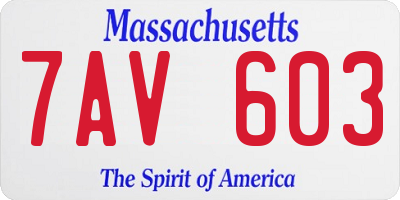 MA license plate 7AV603