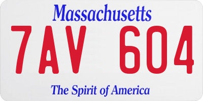 MA license plate 7AV604