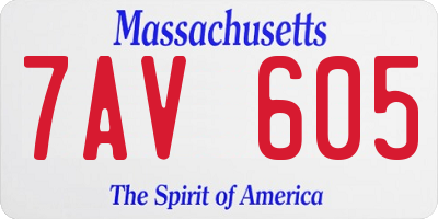 MA license plate 7AV605