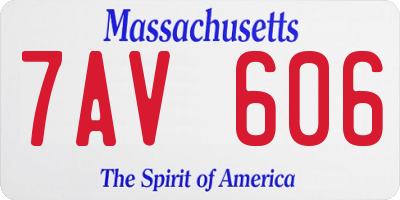 MA license plate 7AV606