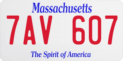 MA license plate 7AV607