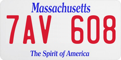 MA license plate 7AV608