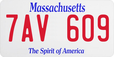MA license plate 7AV609