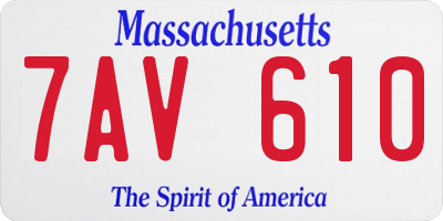 MA license plate 7AV610