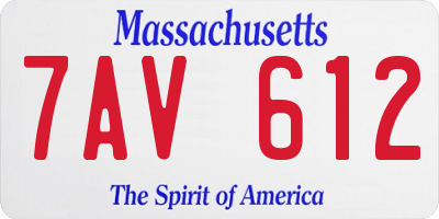 MA license plate 7AV612