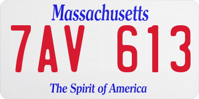 MA license plate 7AV613