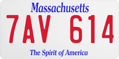MA license plate 7AV614