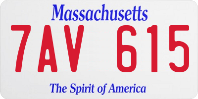MA license plate 7AV615