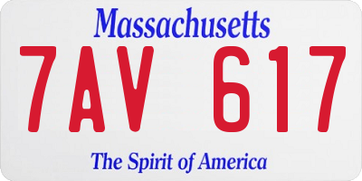 MA license plate 7AV617