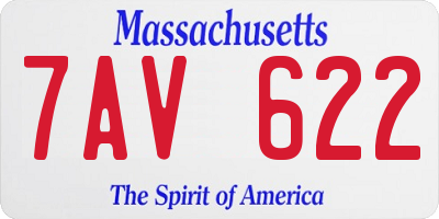 MA license plate 7AV622