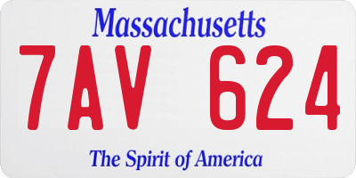 MA license plate 7AV624