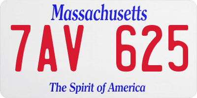 MA license plate 7AV625