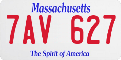 MA license plate 7AV627