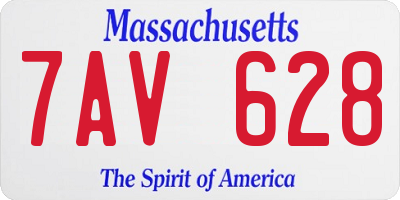 MA license plate 7AV628