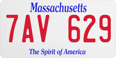 MA license plate 7AV629