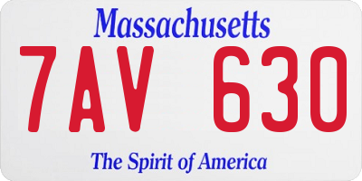 MA license plate 7AV630