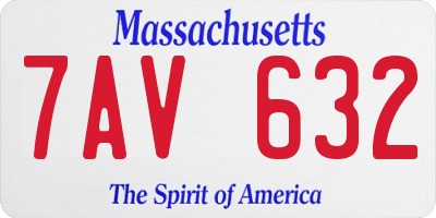 MA license plate 7AV632