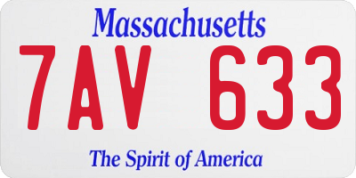 MA license plate 7AV633