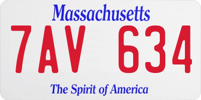 MA license plate 7AV634