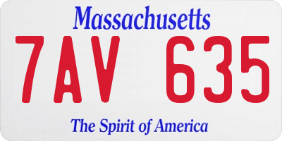MA license plate 7AV635