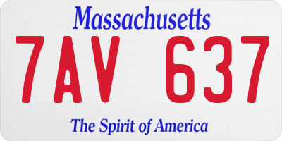 MA license plate 7AV637