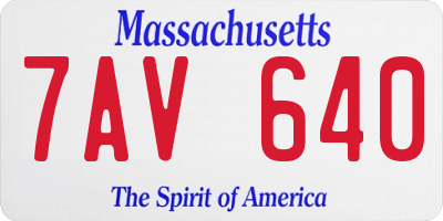 MA license plate 7AV640