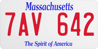 MA license plate 7AV642