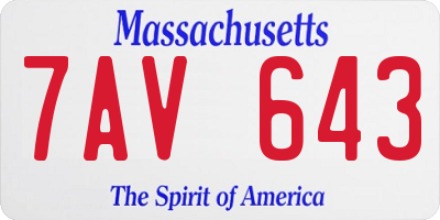 MA license plate 7AV643