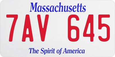 MA license plate 7AV645