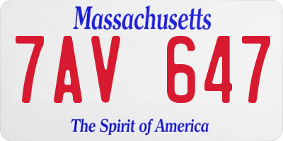 MA license plate 7AV647