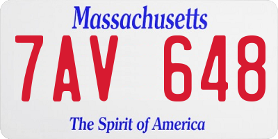 MA license plate 7AV648