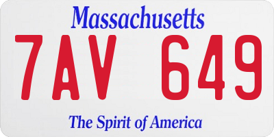 MA license plate 7AV649