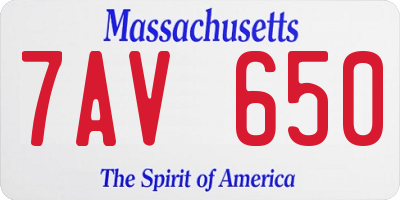 MA license plate 7AV650