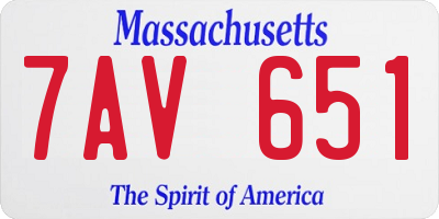 MA license plate 7AV651