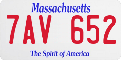 MA license plate 7AV652