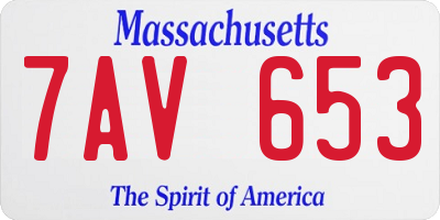 MA license plate 7AV653