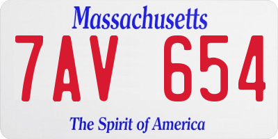 MA license plate 7AV654