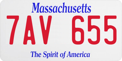 MA license plate 7AV655