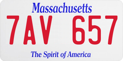 MA license plate 7AV657