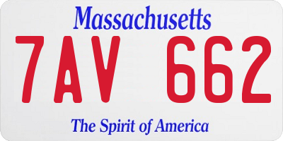 MA license plate 7AV662