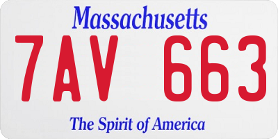 MA license plate 7AV663