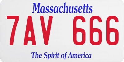 MA license plate 7AV666