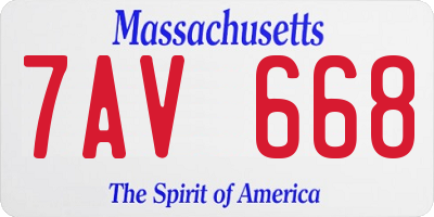 MA license plate 7AV668