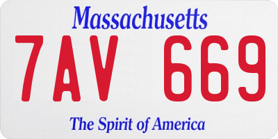 MA license plate 7AV669