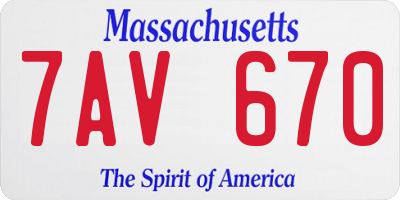 MA license plate 7AV670