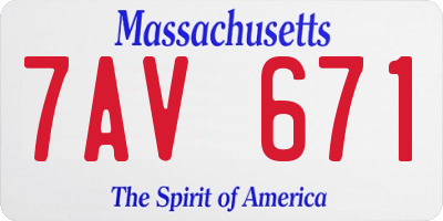 MA license plate 7AV671