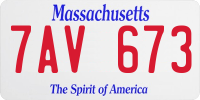 MA license plate 7AV673